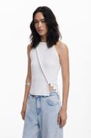 Mouwloos T-shirt met naden - WHITE - XS Mouwloos T-shirt met naden - WHITE - XS