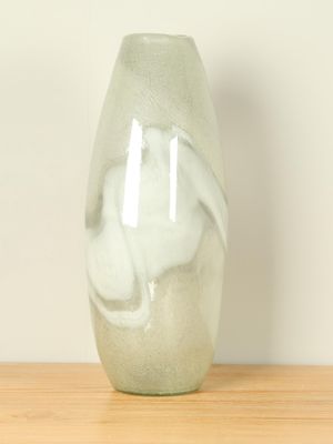 Glazen vaas grijs/wit, 45 cm