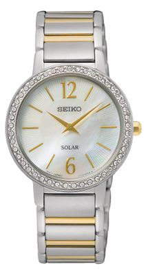 Seiko SUP469P1 Horloge Solar staal zilver-en goudkleurig-parelmoer 30,5 mm