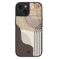 iPhone 15 glazen hardcase - Abstract almond