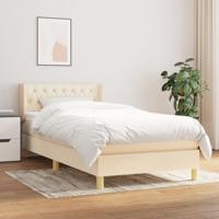 Boxspring met matras stof crèmekleurig 100x200 cm