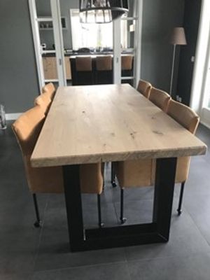 Set van 6 leren kuip eetkamerstoelen - met wieltjes - bruin leer - Echt leer, Modern, ontdek de vele Leersoorten en Kleuren bij ShopX