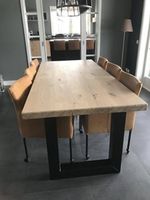 Set van 6 leren kuip eetkamerstoelen - met wieltjes - bruin leer - Echt leer, Modern, ontdek de vele Leersoorten en Kleuren bij ShopX