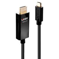 LINDY 43292 HDMI-kabel Aansluitkabel USB-C stekker, HDMI-A-stekker 2.00 m Zwart 4K UHD