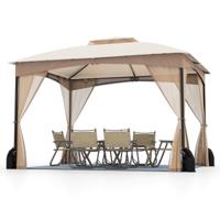 Paviljoen 3 x 3,6 m Vouwpaviljoen met 4 Zandzakken & 4 Muskietennetten & Dubbel Dak Waterdicht & Stabiel & Winterbestendig Khaki