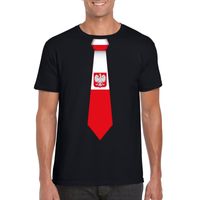 Zwart t-shirt met Polen vlag stropdas heren
