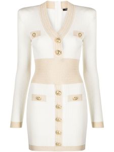 Balmain robe courte à boutons embossés - Blanc