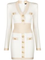 Balmain robe courte à boutons embossés - Blanc - thumbnail