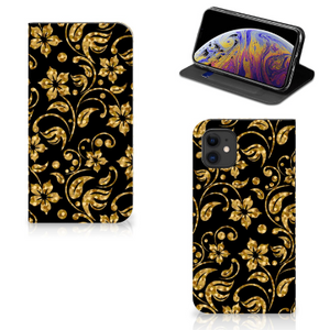 Apple iPhone 11 Smart Cover Gouden Bloemen