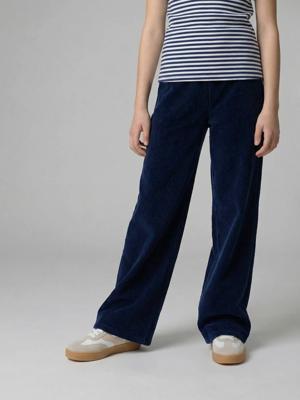 Wijde broek fluweel / velours marineblauw
