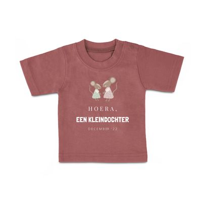 Baby shirt bedrukken - Korte mouw - Roze - 62/68