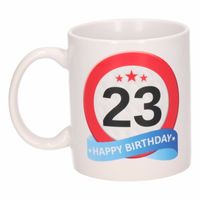 Verjaardag 23 jaar verkeersbord mok / beker - thumbnail