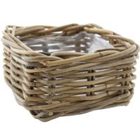 VD Leeden Opbergmand - bruin 20 x 20 x 10 cm - rotan - gevlochten riet - mand - opbergen