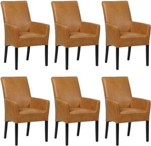 Set van 6 Leren eetkamerstoelen Just - met armleuning - Echt leer, Landelijk, Comfortabel en kies uit meer dan 150+ kleuren - Ontdek de Vele Leersoorten en Kleuren bij ShopX
