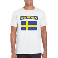 T-shirt met Zweedse vlag wit heren - thumbnail
