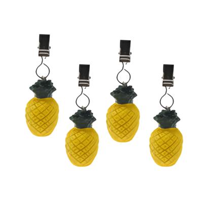 Excellent Houseware Tafelkleedgewichtjes/hangers - 4x - ananas - kunststeen - geel Excellent Houseware Tafelkleedgewichtjes/hangers - 4x - ananas - kunststeen - geel