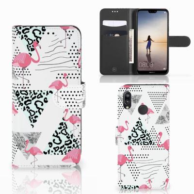 Huawei P20 Lite | Telefoonhoesje | Met pasjeshouder | Flamingo Triangle