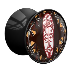 Double Flared Plug met African Design Acryl Tunnels & Plugs