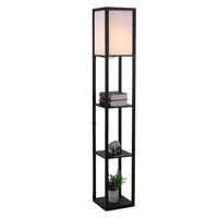 Vloerlamp - Staande lamp - Stalamp - Modern - Met opbergruimte - 26L x 26B x 160H cm - Zwart - thumbnail