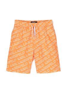 Karl Lagerfeld Kids short de bain à logo Diagonal imprimé - Orange