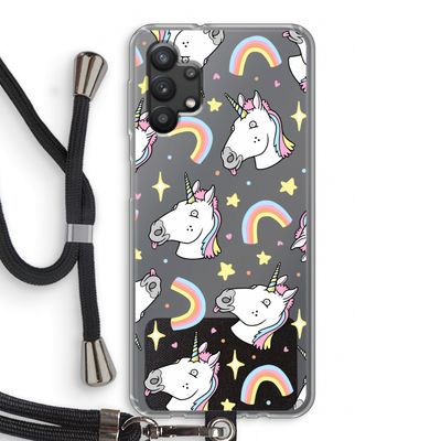 Rainbow Unicorn: Samsung Galaxy A32 5G Transparant Hoesje met koord