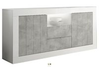 Dressoir Urbino 184 cm breed in hoogglans wit met grijs beton - thumbnail