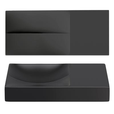 Clou Vale keramiek fontein 45x19x7cm voorbewerkt kraangat rechts Zwart mat CL/03.30162.R