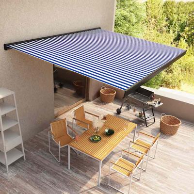Luifel gemotoriseerd 400x300 cm blauw en wit