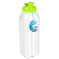 Drinkfles/waterfles/bidon - 1000 ml - transparant/groen - kunststof