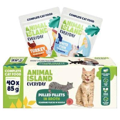 ANIMAL ISLAND Everyday Turkey and White fish fillets in broth - nat kattenvoer - 40 x 85g