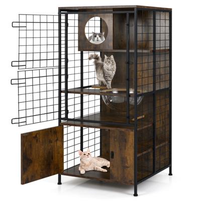 Moderne Kattenkooi met Meerdere Verdiepingen en Metalen Frame Bruin