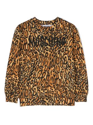 Moschino Kids sweat à logo imprimé - Marron