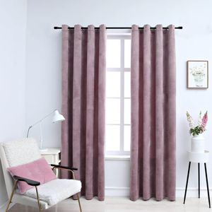 VidaXL Gordijnen verduisterend met ringen 2 st 140x245 cm fluweel roze