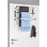 Verchroomde handdoek deur rek met 3 stangen - 56 cm - Handdoeken/badlakens rekken - Handdoek droogrek van metaal - thumbnail