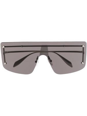 Alexander McQueen Eyewear lunettes de soleil sans monture à logo gravé - Argent