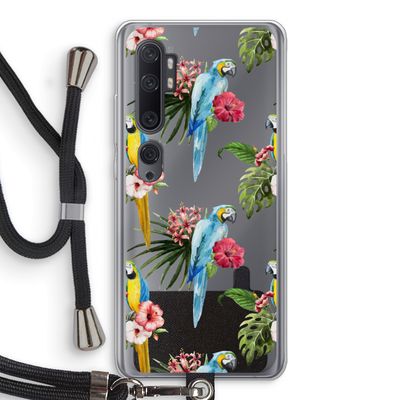 Kleurrijke papegaaien: Xiaomi Mi Note 10 Pro Transparant Hoesje met koord