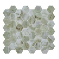 The Mosaic Factory Valencia mozaïektegel - 27.6x32.9cm - wand en vloertegel - Zeshoek/Hexagon - Gerecycled glas Verde Marble Print Mat VAL50M