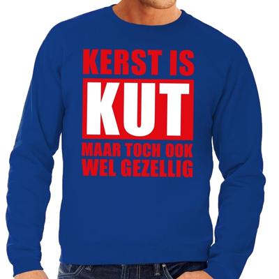 Foute Kersttrui - Kerst is kut - maar toch gezellig - blauw - voor heren - sweater