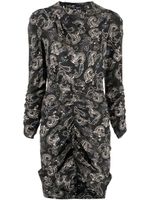 ISABEL MARANT robe courte froncée à motif cachemire - Noir