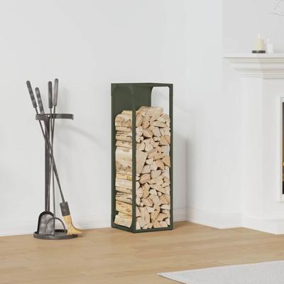 Brandhoutrek 25x25x80 cm koudgewalst staal olijfgroen