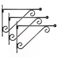 Set van 3x stuks muurhaken met dubbele sierkrul 39 x 31 cm - metaal - hanging basket haak