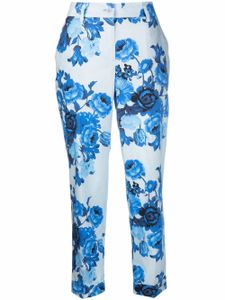 P.A.R.O.S.H. pantalon de tailleur à fleurs - Bleu