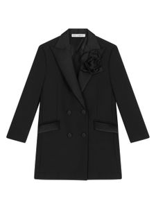 Dolce & Gabbana Kids manteau boutonné à appliques fleurs - Noir