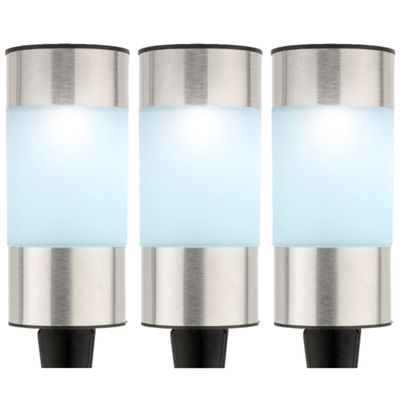 Set van 6x stuks solar tuinlamp/prikspot cilinder op zonne-energie 14 cm