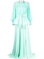 Saiid Kobeisy robe longue à sequins brodés - Vert