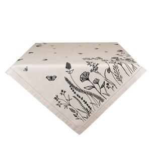 Clayre & Eef Tafelkleed 100x100 cm Beige Zwart Katoen Bloemen