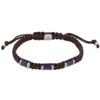 Fossil JF04470040 Armband leder-staal bruin-zilverkleurig-blauw 8 mm max. 25 cm