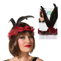 Charleston Flapper Hoofdband - 4x - tule en veertjes - rood - Dames - jaren 20/Twenties thema - thumbnail