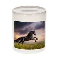 Foto zwart paard spaarpot 9 cm - Cadeau paarden liefhebber   -