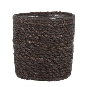 Mica Decorations Plantenmand - grijs - rotan - 12 x 12 cm   -